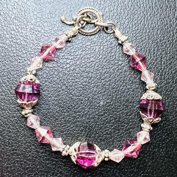 Vintage Rubellite Tourmaline Pink Crystal Bracelet - Picture 2 of 4